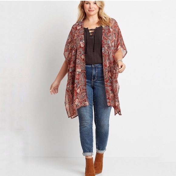 NWT 2X/3X Lightweight Paisley Open Front Kimono - Picture 4 of 13